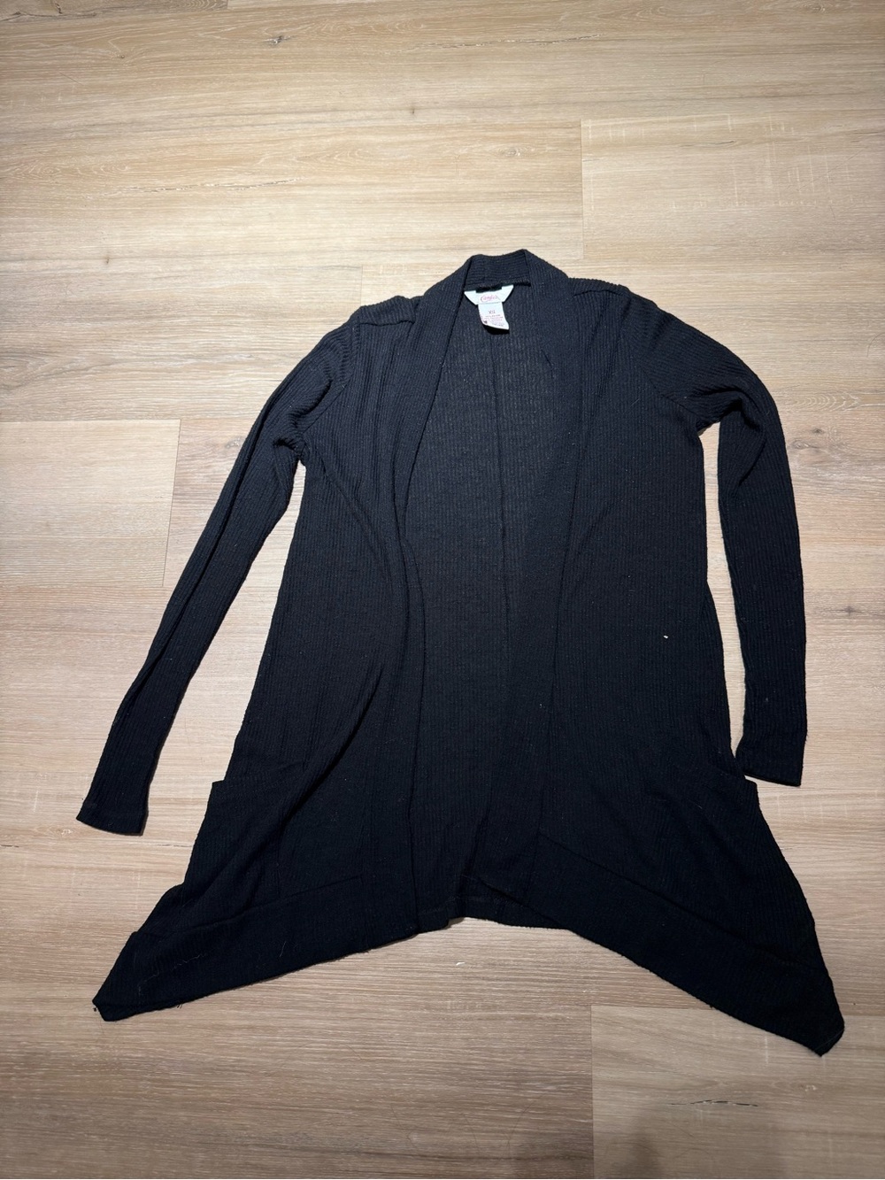 Candie's Black Open-Front Ribbed Cardigan